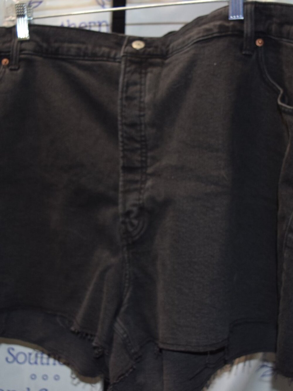 Old Navy Womans Black Denim Cut off Shorts, Distressed, Size 28